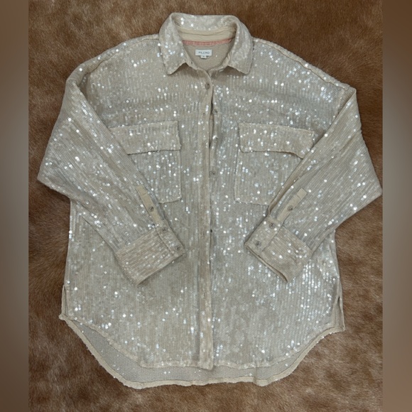 Pilcro Sequin Buttondown Top - Picture 3 of 3